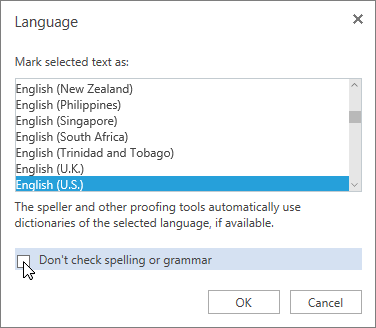 Turning off proofing tools - Spelling & Grammar Option