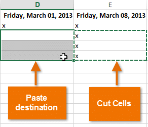 cell cut destination - ऍम एस एक्सेल में सेल Cell in MS Excel