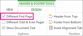 different first page 1 - How to Remove Header and Footer in MS Word 2013