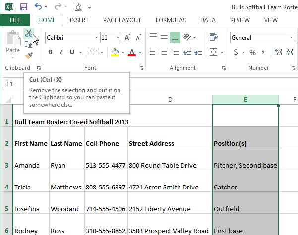 mod move cut - Insert, delete, move, and hide or UN hide Rows and Columns in MS Excel