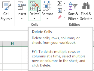 mod row delete command 1 - Insert, delete, move, and hide or UN hide Rows and Columns in MS Excel