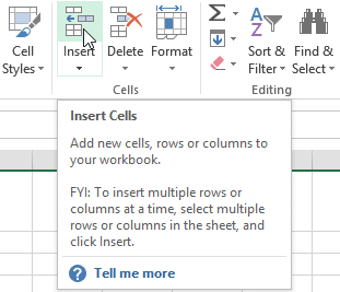 mod row insert command 1 - Insert, delete, move, and hide or UN hide Rows and Columns in MS Excel