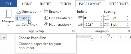 page size - How to Use Page Setup option in MS Word
