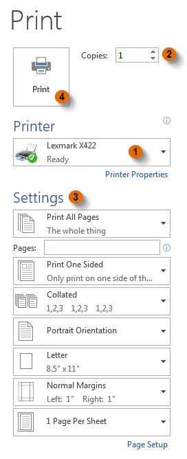 print backstage chrono - How to Print Document in MS Word