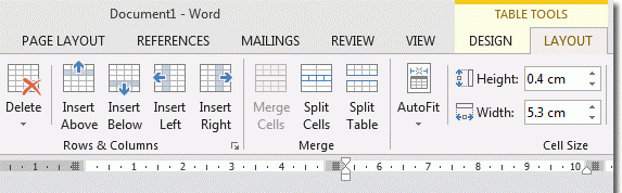 select table - How to add or Remove cell in MS Word