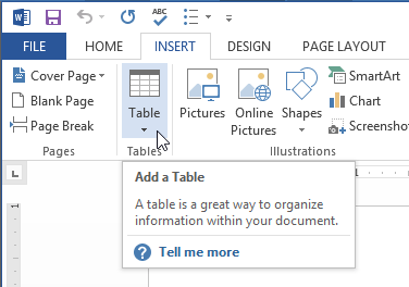 table blank table command - How to Insert Table in MS Word