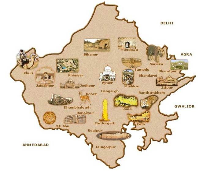 rajasthan tourism map - राजस्थान GK In Hindi