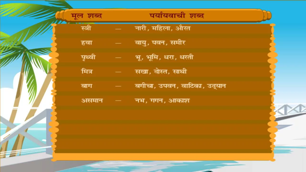 पर्यायवाची शब्द - पर्यायवाची शब्द