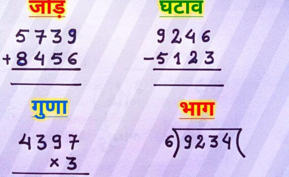 जोड़ बाक़ी गुणा भाग आदि के सिमब्ल